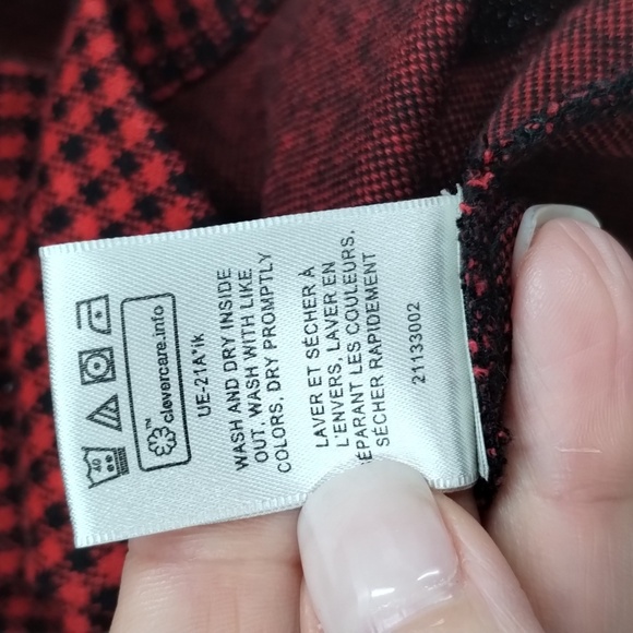 Van Heusen red black check blouse size large elbow sleeve with stretch VanHeusen - Picture 5 of 6